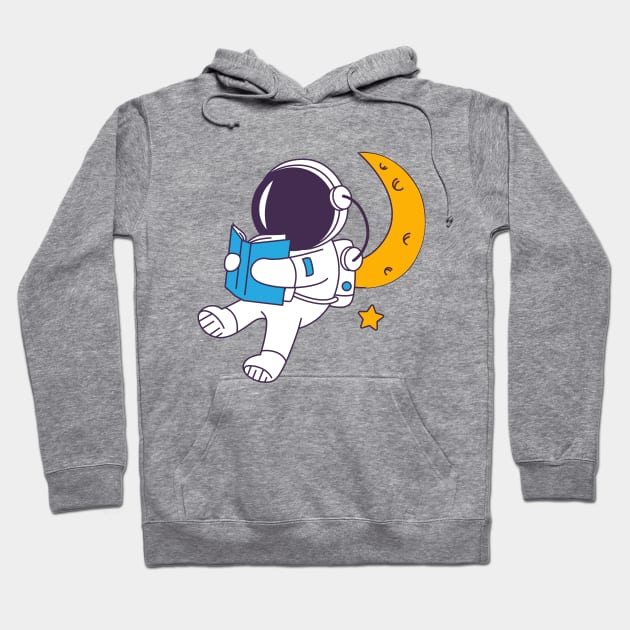 The astronaut collection reading on the moon one star Hoodie by Book lover design 